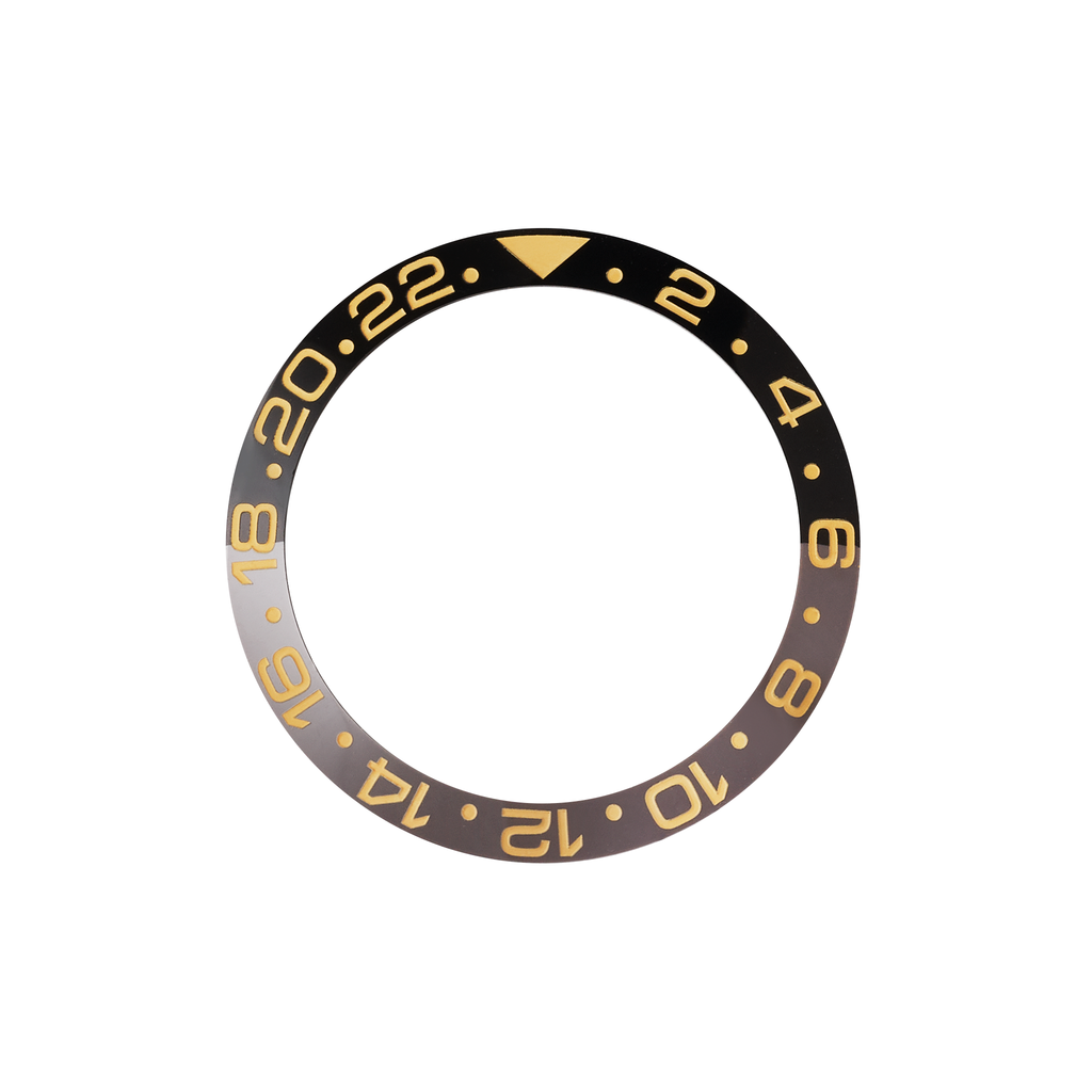 SKX007/SRPD Ceramic Bezel Insert: GMT style Black/Grey w Gold Markers