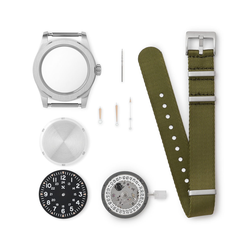 NMK-WK01 DIY Watchmaking Kit: Khaki Field Watch