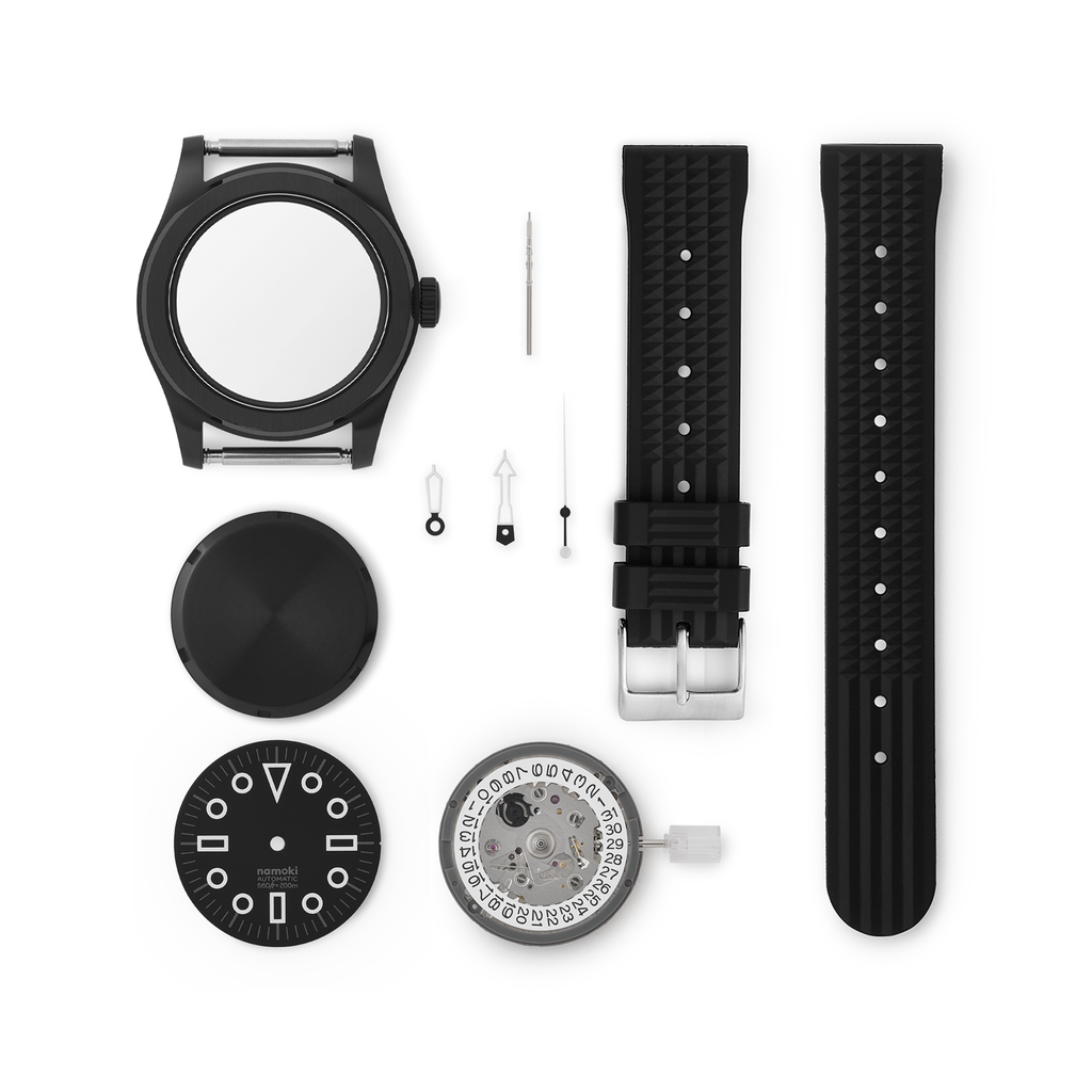 NMK-WK03 DIY Watchmaking Kit: Stealth Skeleton Tool Watch