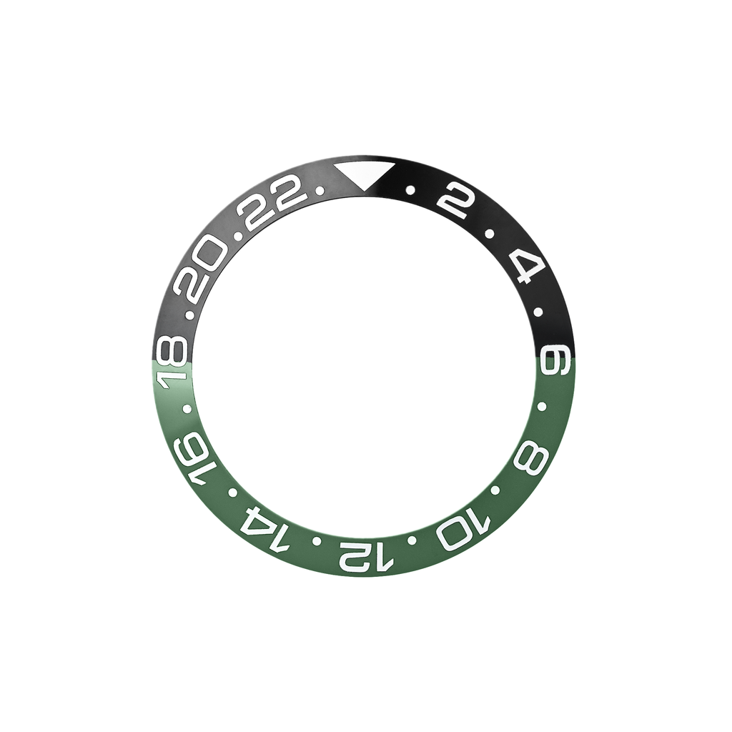 SKX007/SRPD Ceramic Bezel Insert: Dual Time style Green/Black