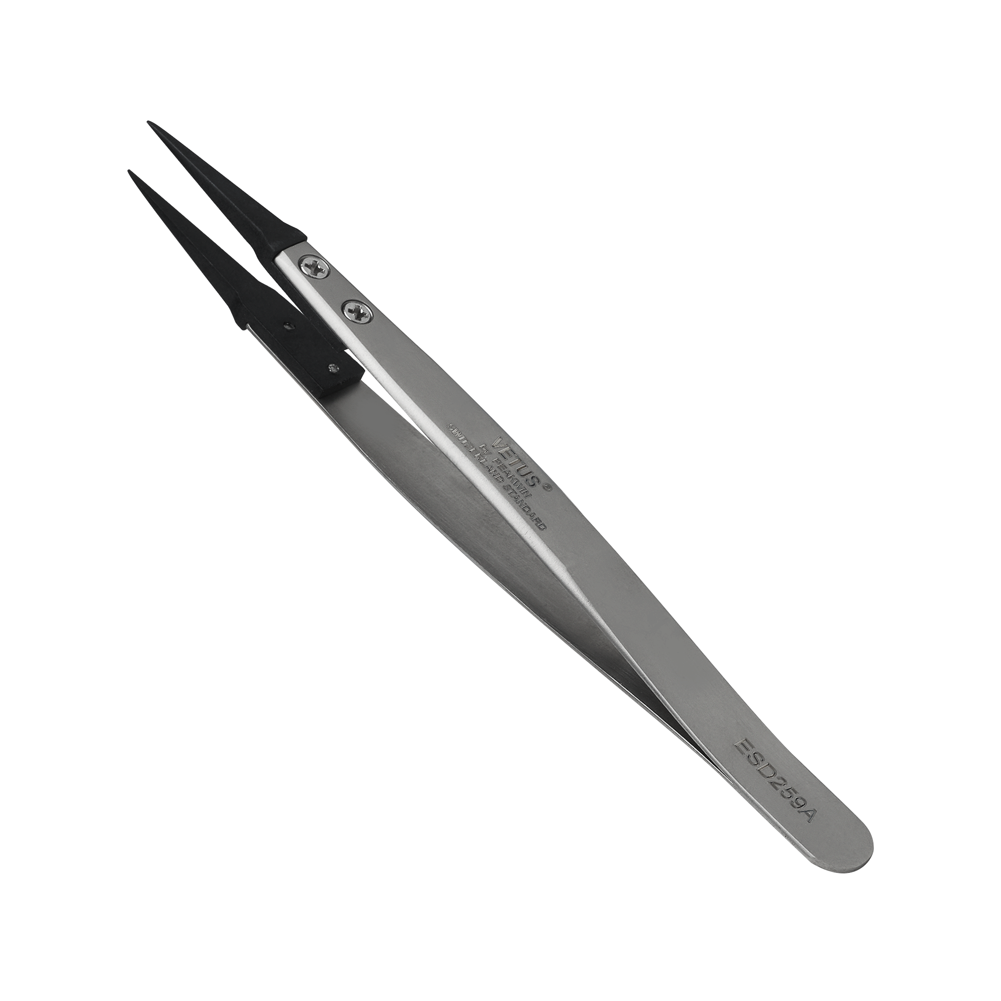 VETUS ESD Safe Fine Tip Curved Tweezers Anti-Static Non-Magnetic For Electronics TS-15