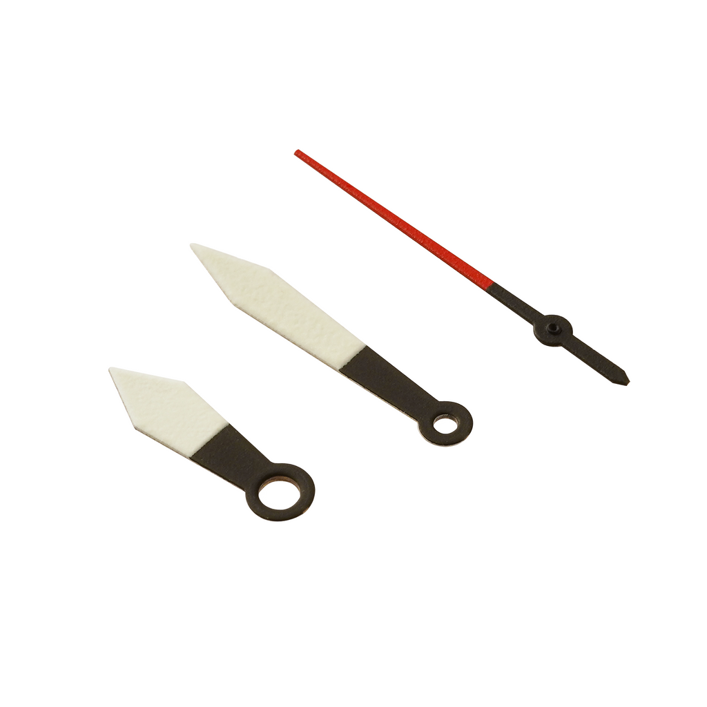 Watch Hands: Pilot White Finish w Red Sec