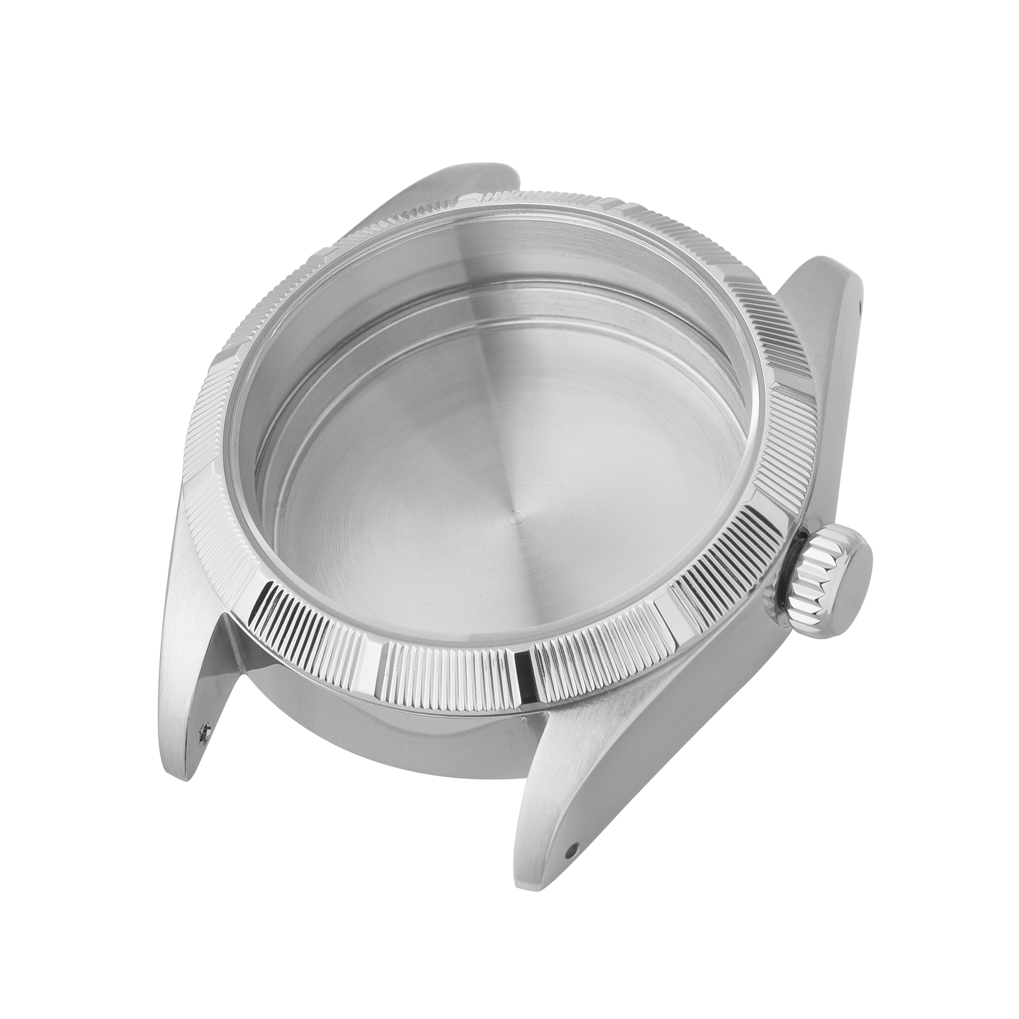 NMK952 36mm Engine Turned Bezel Dress Case Bundle: Steel Finish 