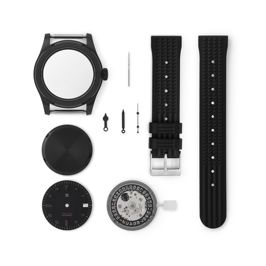 NMK-WK04 DIY Watchmaking Kit: Black Lume Dive Watch