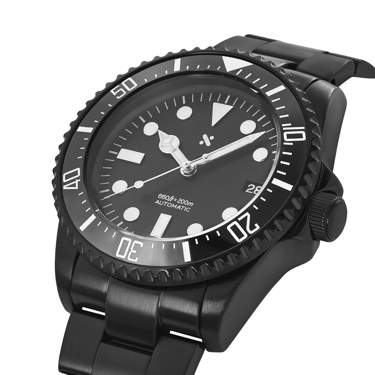 MANA 39ブラック NMK04 Automatic Dive Watch: Lumed DSSD Black on Oyster Bracelet