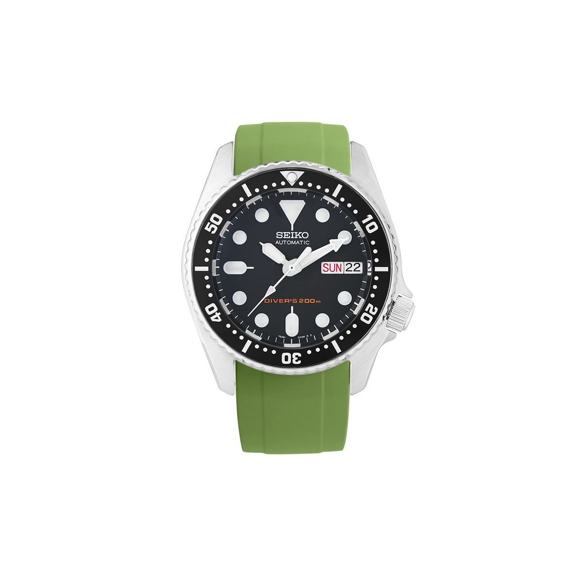 NMK802 FKM Curved End SKX013 Rubber Strap: Olive Green – namokiMODS