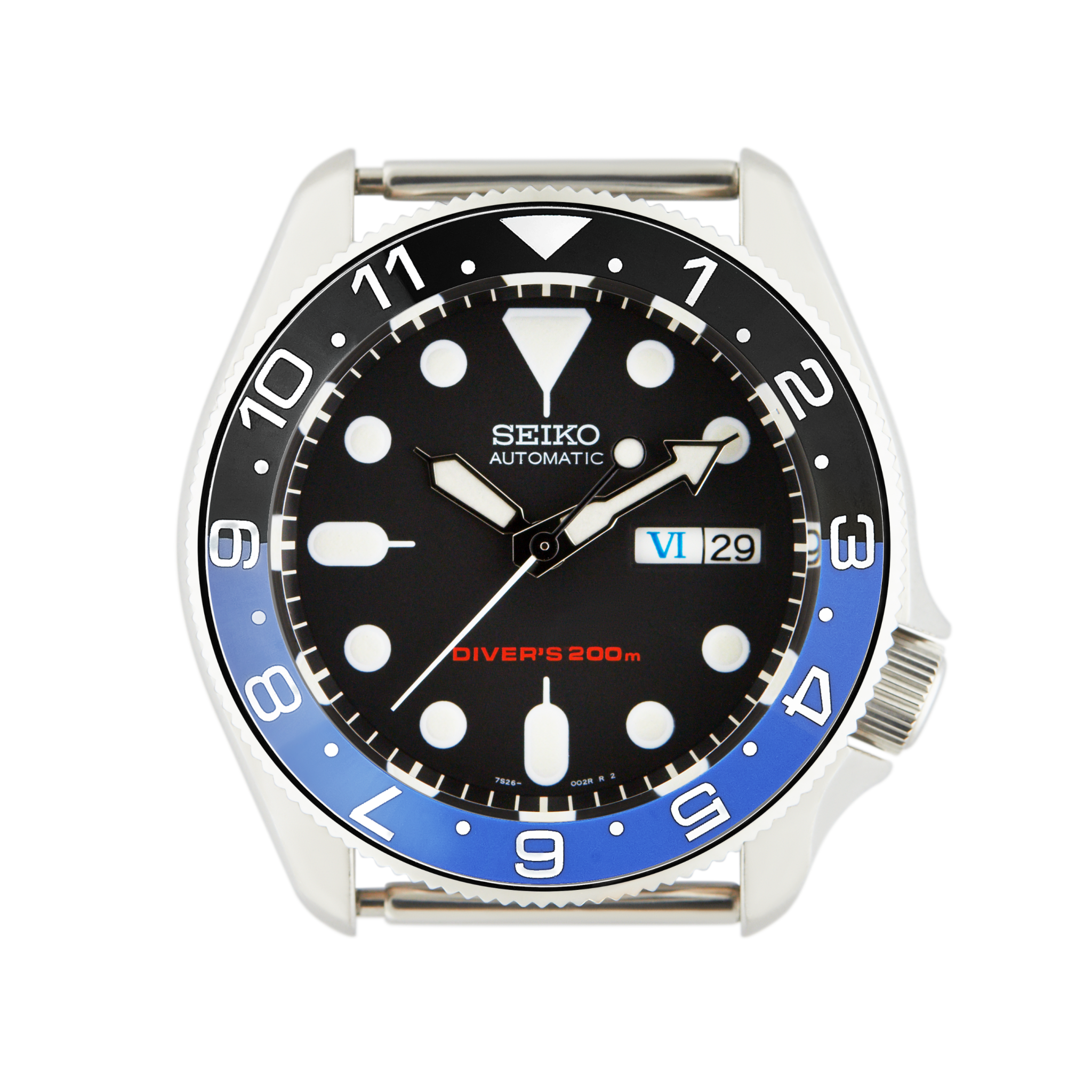 SKX007/SRPD Lumed Ceramic Bezel Insert: Dual Time style Batman
